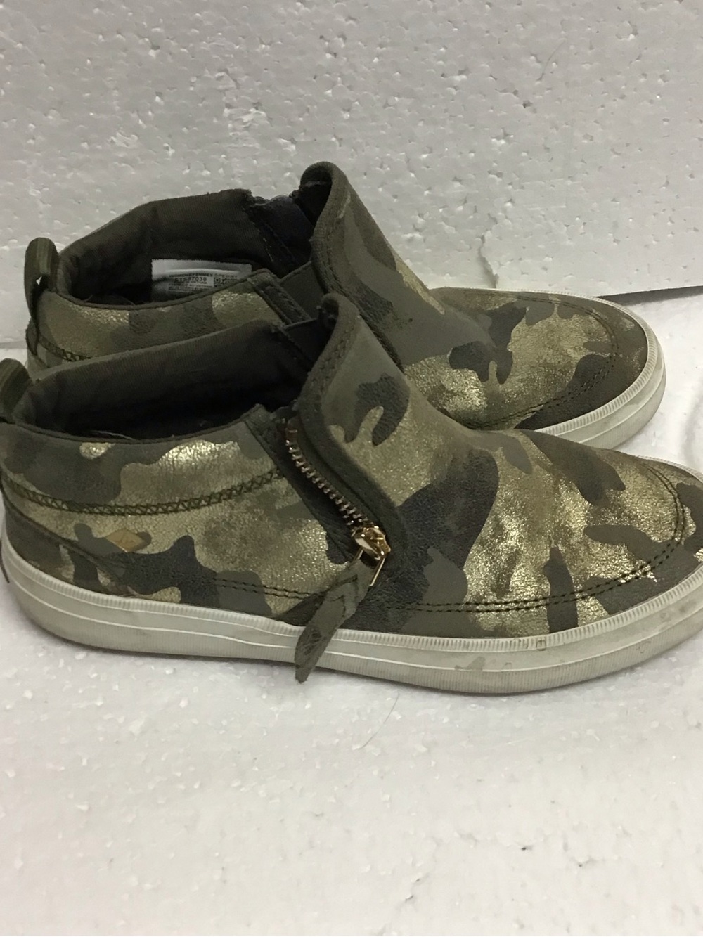 Sperry Camo Slip-On Sneakers with Side Zip - Olive Green